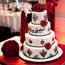 Winter Wedding Black, White and Red Cake