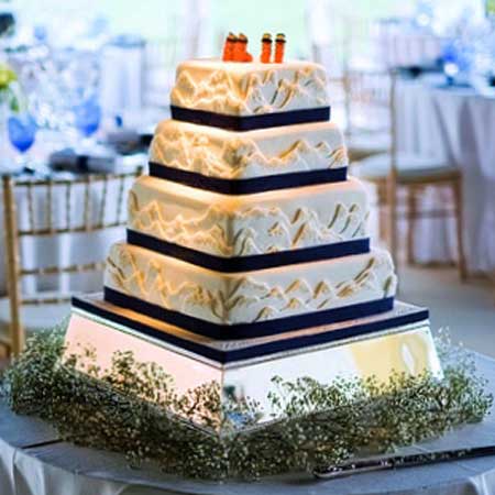 Mountain Skiing Themed Wedding Cake