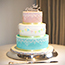 Pink and Blue with Bunting Wedding Cake